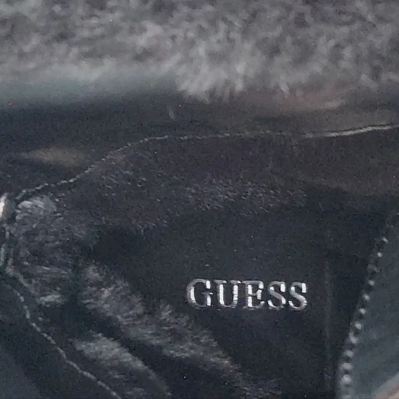 Guess Tetian Black Leather Faux-Fur Lace-Up Stiletto Heeled Boots Women's 9 NWT - Picture 14 of 16